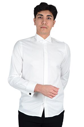 Cengiz İnler Gizli Düğme Ata Yaka Slimfit Damatlık