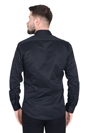 Cengiz İnler İtalyan Yaka Slim Fit Erkek Pamuk Gömlek