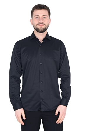 Cengiz İnler İtalyan Yaka Slim Fit Erkek Pamuk Gömlek