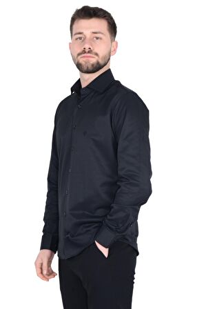 Cengiz İnler İtalyan Yaka Slim Fit Erkek Pamuk Gömlek