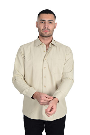 Cengiz İnler Standart Yaka Düz Regular Fit Erkek Pamuk Gömlek