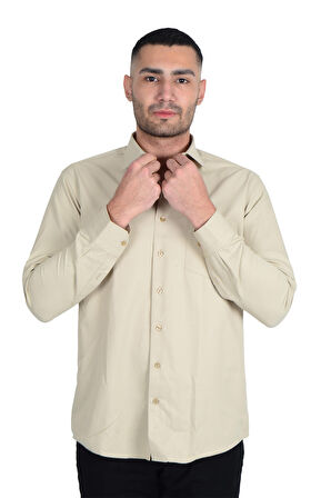 Cengiz İnler Standart Yaka Düz Regular Fit Erkek Pamuk Gömlek