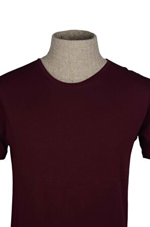 Sıfır Yaka Düz Slim T-Shirt