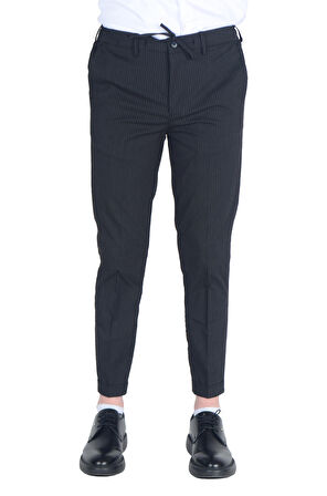 Cengiz İnler Slimfit Erkek Çizgili Gofre Pantolon