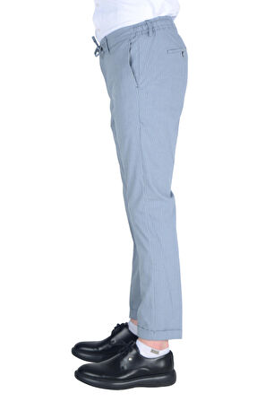Cengiz İnler Slimfit Erkek Çizgili Gofre Pantolon