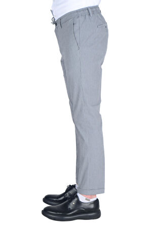 Cengiz İnler Slimfit Erkek Çizgili Gofre Pantolon