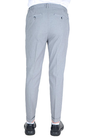 Cengiz İnler Slimfit Erkek Çizgili Gofre Pantolon