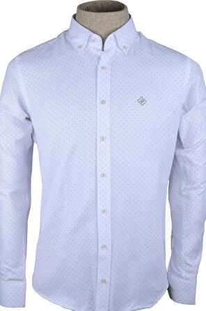 Cengiz İnler Küçük Puantiye Desenli Slim Fit Erkek Gömlek