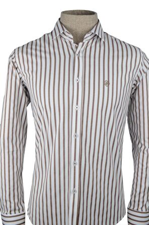 Cengiz İnler Kalın King Çizgili Slim Fit Erkek Gömlek