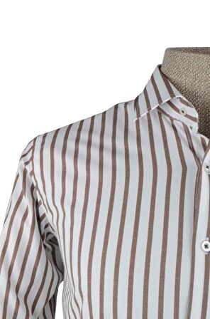 Cengiz İnler Kalın King Çizgili Slim Fit Erkek Gömlek