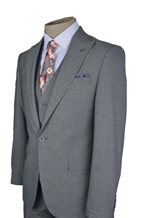 Cengiz İnler Kırlangıç Yaka Slim Fit Yelekli Erkek Takım Elbise