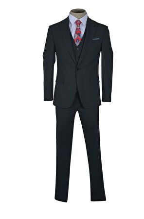 Cengiz İnler Kırlangıç Yaka Slim Fit Yelekli Erkek Takım Elbise