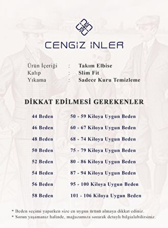 Cengiz İnler Kırlangıç Yaka Slim Fit Yelekli Erkek Takım Elbise