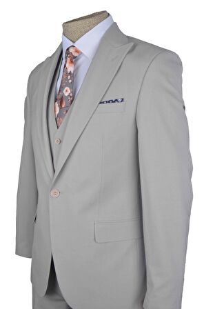 Cengiz İnler Kırlangıç Yaka Slim Fit Yelekli Erkek Takım Elbise