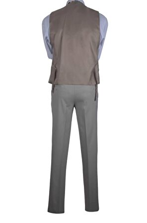 Cengiz İnler Kırlangıç Yaka Slim Fit Yelekli Erkek Takım Elbise