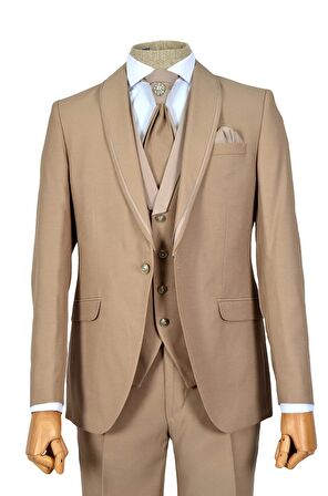 Armürlü Çift Çizgi Şal Yaka Tek Düğme Damatlık