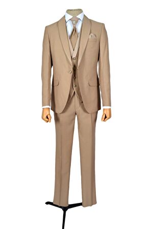 Armürlü Çift Çizgi Şal Yaka Tek Düğme Damatlık