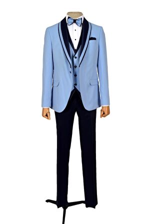 Cengiz İnler Dokulu Çift Çizgi Şal Yaka Tek Düğme Damatlık