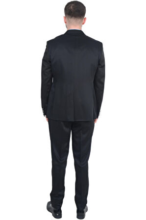 Cengiz İnler Armürlü Desen Kırlangıç Yaka Yelekli Damatlık