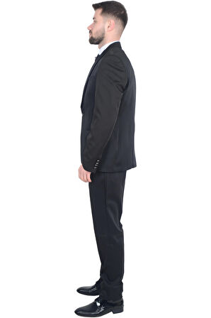 Cengiz İnler Armürlü Desen Kırlangıç Yaka Yelekli Damatlık