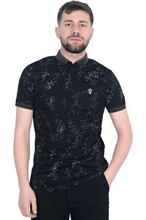 Cengiz İnler Sarmaşık Desenli Erkek Polo Yaka T-shirt