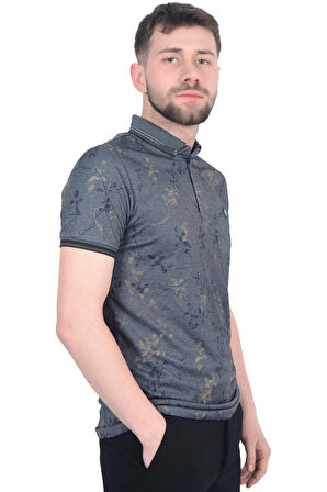 Cengiz İnler Sarmaşık Desenli Erkek Polo Yaka T-shirt