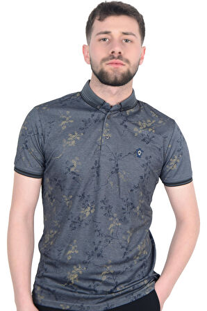 Cengiz İnler Sarmaşık Desenli Erkek Polo Yaka T-shirt