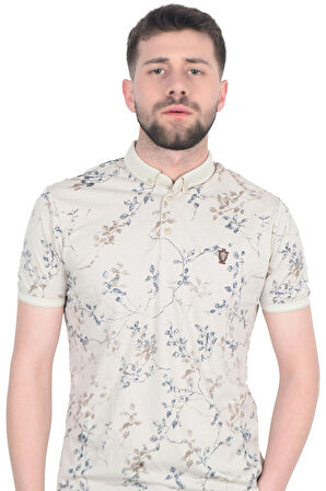 Cengiz İnler Sarmaşık Desenli Erkek Polo Yaka T-shirt