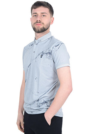 Cengiz İnler Baskı Desenli Erkek Polo Yaka  T-shirt