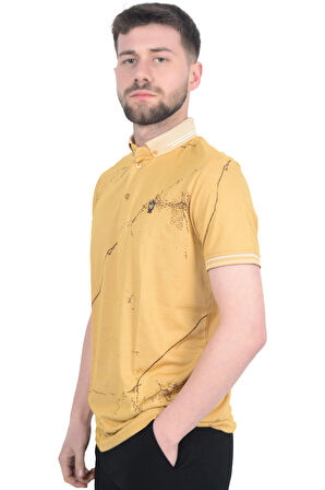 Cengiz İnler Baskı Desenli Erkek Polo Yaka  T-shirt