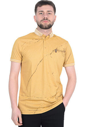 Cengiz İnler Baskı Desenli Erkek Polo Yaka  T-shirt