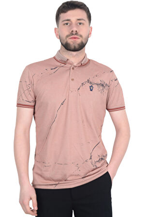Cengiz İnler Baskı Desenli Erkek Polo Yaka  T-shirt