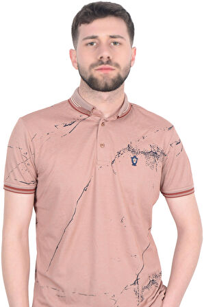 Cengiz İnler Baskı Desenli Erkek Polo Yaka  T-shirt