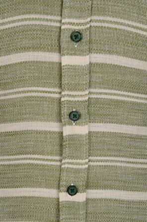 Cengiz İnler Yaka Düğmeli Yan Çizgili Erkek Silimfit Gömlek