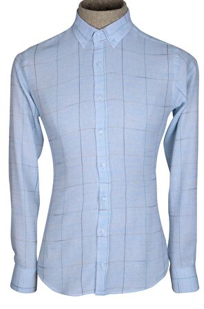 Cengiz İnler Düğmeli Yaka Ekoseli Silimfit Erkek Gömlek