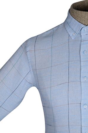 Cengiz İnler Düğmeli Yaka Ekoseli Silimfit Erkek Gömlek