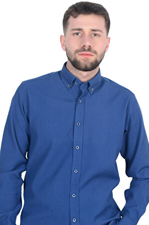 Cengiz İnler Düğmeli Yaka Erkek Gofre Gömlek