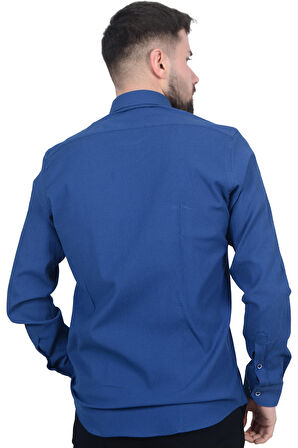 Cengiz İnler Düğmeli Yaka Erkek Gofre Gömlek