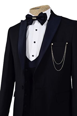 Armürlü Kırlangıç Yaka Tek Düğme Damatlık