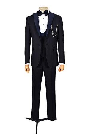 Armürlü Kırlangıç Yaka Tek Düğme Damatlık