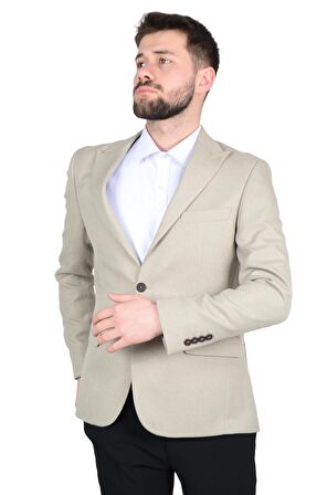 Cengiz İnler Nokta Desenli Kırlangıç Yaka Slim Erkek Ceket 