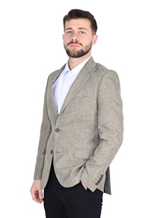 Cengiz İnler Kırçıllı Kırlangıç Yaka Slim Erkek Ceket 
