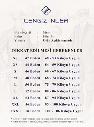 Cengiz İnler Baklava Desen Erkek Kolej Mont