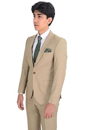 Cengiz İnler Slim Fit Yelekli  Erkek Takım Elbise