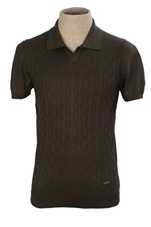 Cengiz İnler Desenli Merserize Polo Yaka Erkek Triko T-shirt