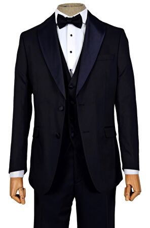 Petek Desen Şal Yaka Çift Düğme Damatlık