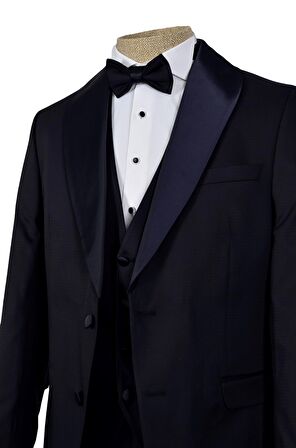 Petek Desen Şal Yaka Çift Düğme Damatlık