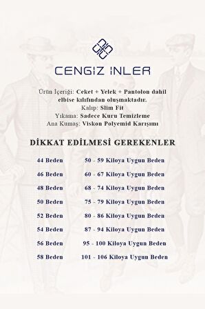 Cengiz İnler Baklava Desen Kırlangıç Yaka Tek Düğme Damatlık