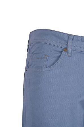 5 Cep Fermuarlı Armürlü Kanvas Pantolon Slim