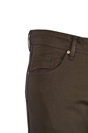 5 Cep Fermuarlı Armürlü Kanvas Pantolon Slim